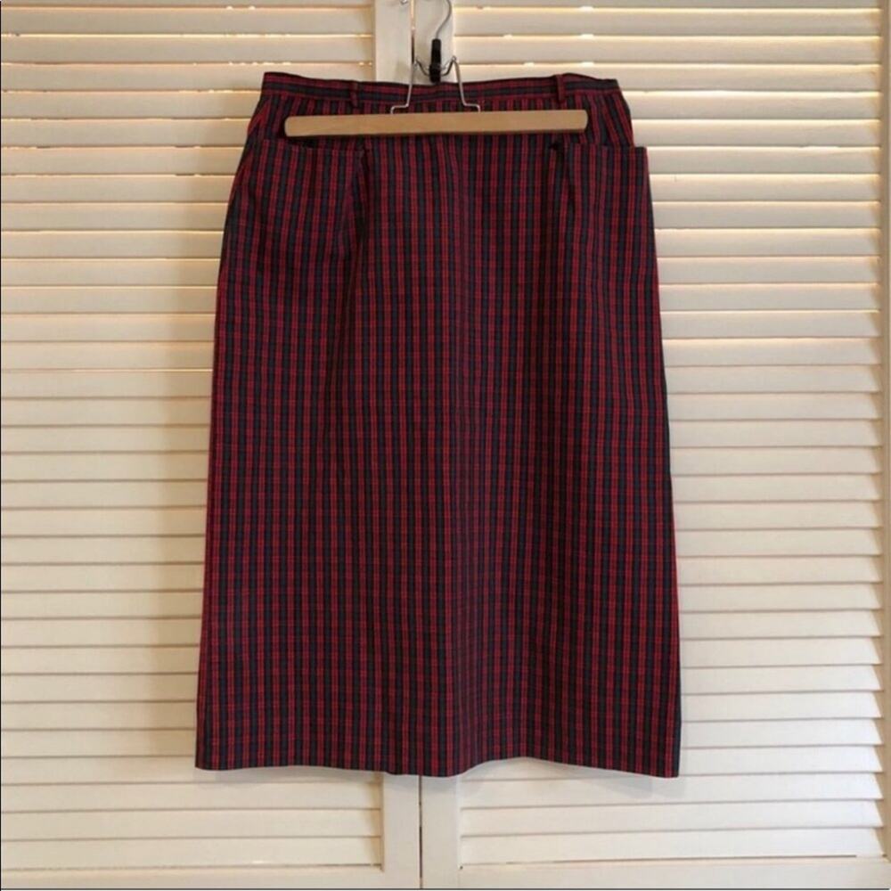 Vintage 1960s Red Plaid Pencil Skirt